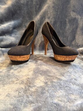 Wild Diva Black Platform Cork High Heels